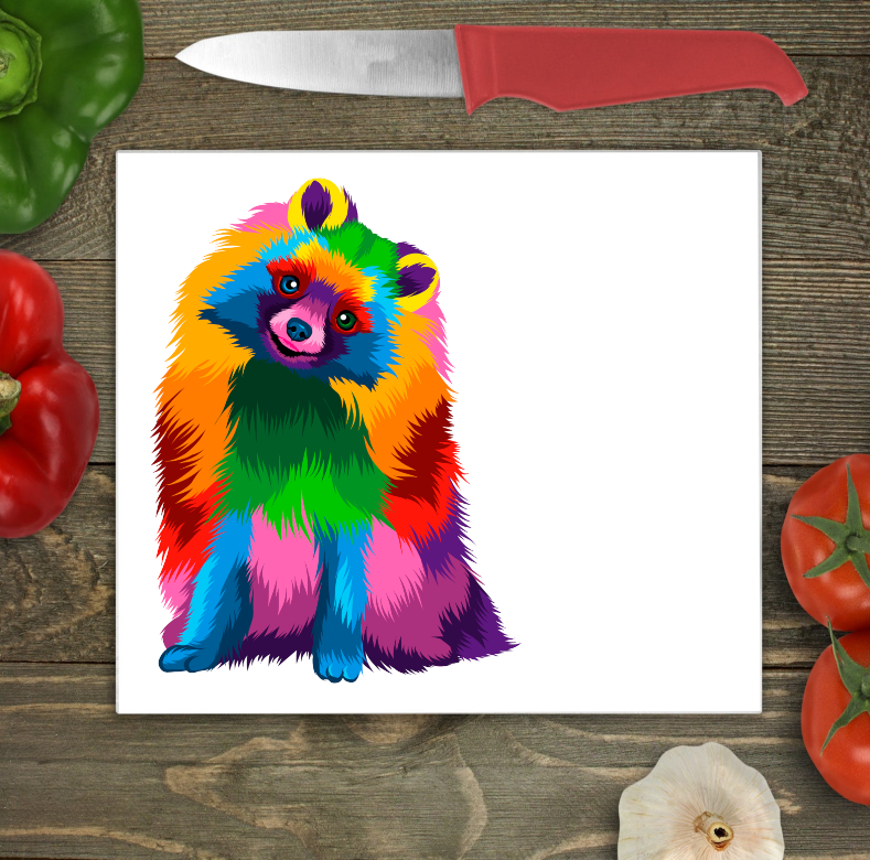 Pomeranian Glass Chopping Board, Pomeranian Worktop Protector